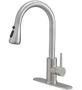 VOTON Kitchen Faucet with Pull Down Sprayer, Brushed Nickel Kitchen Faucets Modern Single Handle ...