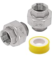 Sydien 1/2" x 1/2" NPT Coupler Female Threaded Hex Head Pipe Fitting 304 Stainless Steel Hex Coup...