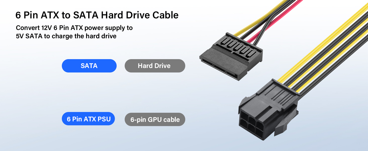6 Pin ATX PSU to SATA IDE Hard Drive Power Supply Cable