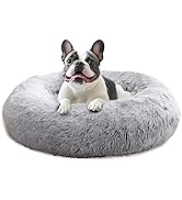 JOLLYVOGUE Medium Calming Dog Bed, Anti-Anxiety Donut Cuddler Cat Bed with Anti-Slip Bottom, Fluf...
