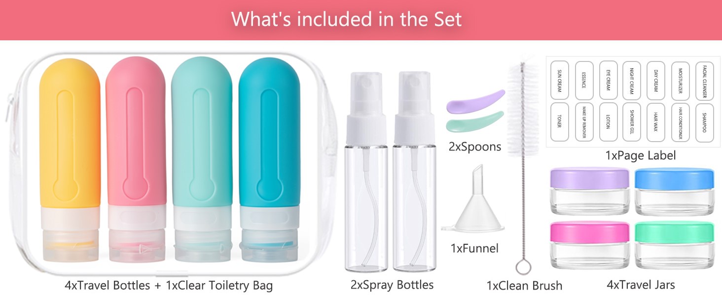 Tsa Approved 3oz Travel Size Containers, Leak Proof Silicone Travel Containers for Toiletries