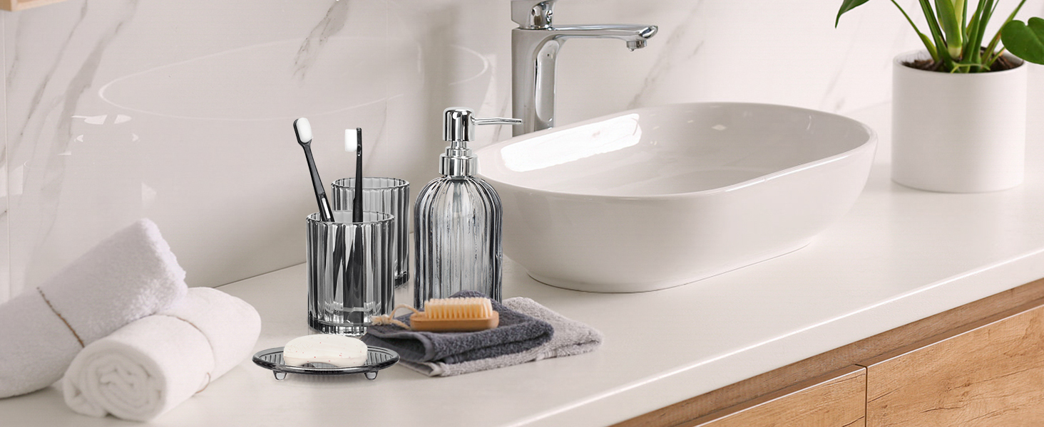 4PCS Decent Glass Bathroom Accessories Set