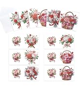 Tontut 6pcs Diamond Painting Kit Greeting Card, Rose Bouquet 5D DIY Diamond Handmade Holiday Gree...