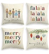 AVOIN colorlife Merry Christmas Nutcracker Throw Pillow Covers, 18 x 18 Inch Winter Holiday Party...