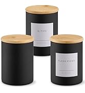 Vase and Vessel Mini Glass Apothecary Jars with Bamboo Lids, Small Bathroom and Kitchen Storage C...