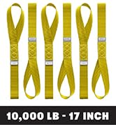 AUGO Heavy Duty Soft Loops –Pack of 6-1.5” x 17” Tie Down Anchor Straps for Use w/Ratchet Strap H...