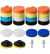 STUHAD 3-Inch Polishing Pad Kit, 24pcs Sponge Buffing Pads for Car Foam Drill, Drill Buffer Attac...