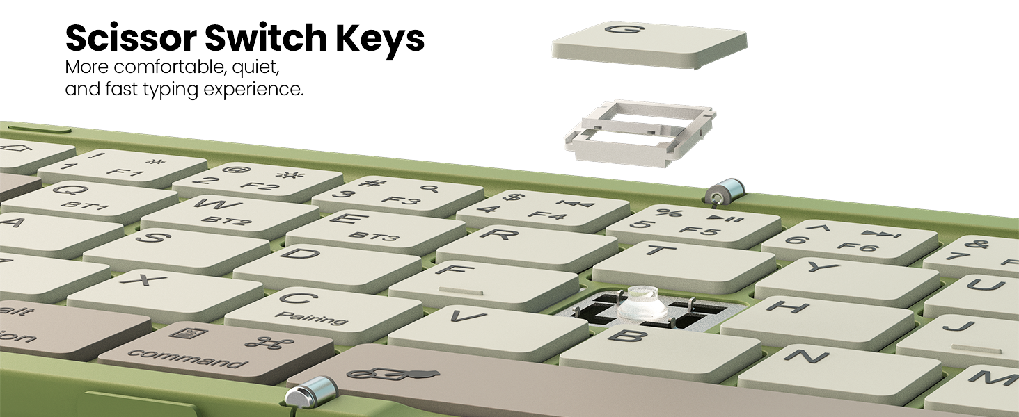 Scissor Switch Keys, more comfortable, quiet,and fast typing experience.