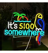 Its 5 00 O'clock Some Where Parrot Neon Sign for Wall Decor Dimmable Five Oclock Lights Signs LED...
