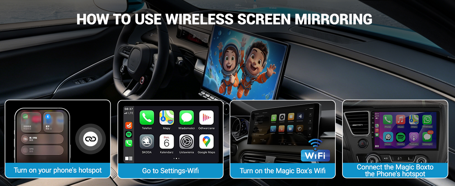 wireless carplay adapter apple iphone tiktok netflix youtube ai magic box