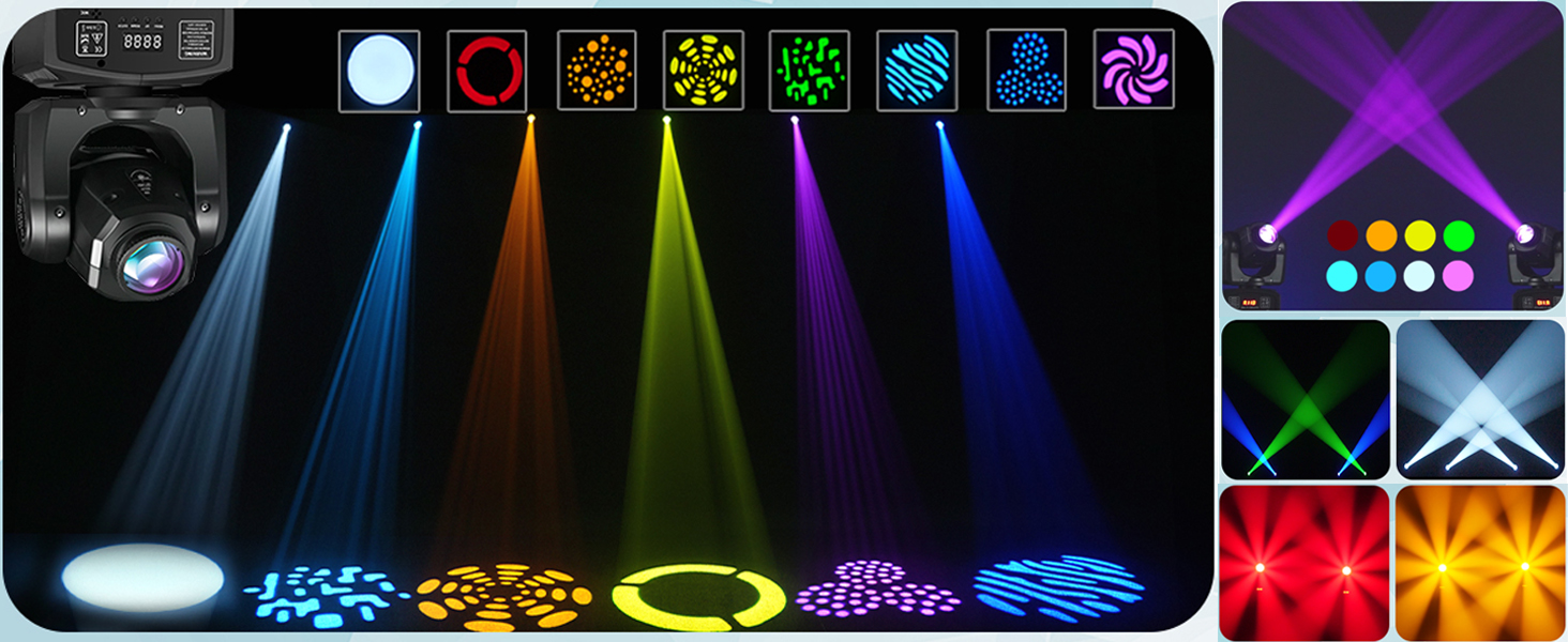MINGJIE 60W Moving Head Light 8 Colors + 8 Gobos
