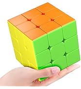Vdealen Big Size 3x3x3 Stickerless Speed Cube, 3.54inch Smooth Magic Cube for Educational Cube Te...