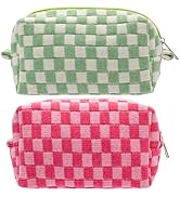 PAZIMIIK Checkered Makeup Bag for Purse Portable Zipper Make Up Pouch Small Cosmetic Case for Tra...