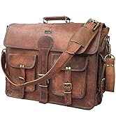 Cuero DHK 18 Inch Vintage Handmade Leather Travel Messenger Office Crossbody Bag Laptop Briefcase...