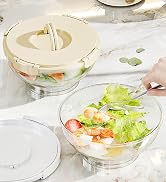 MineSign 2 Pack Iced Salad Bowl with Removable Ice Pack and Serving Utensils 95 Oz Chilled Servin...