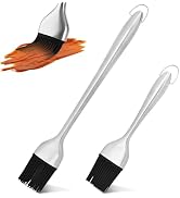 Basting Brush 2PCS Stainless Steel Sauce Brush 12.6 in and 8.46 in Long Handle Oil Brushes Heat I...