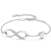 CDE Infinity Heart Birthstone Charm Link Bracelet for Women 925 Sterling Silver Adjustable Mother...