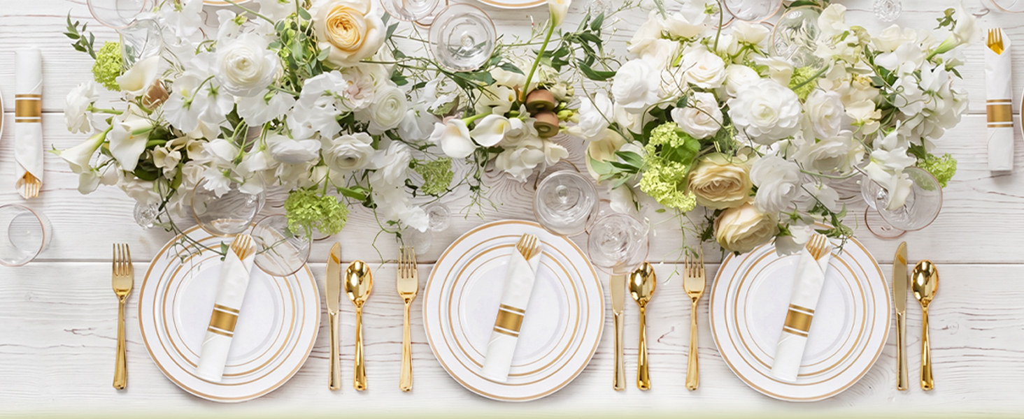 Gold Plastic Dinnerware Set