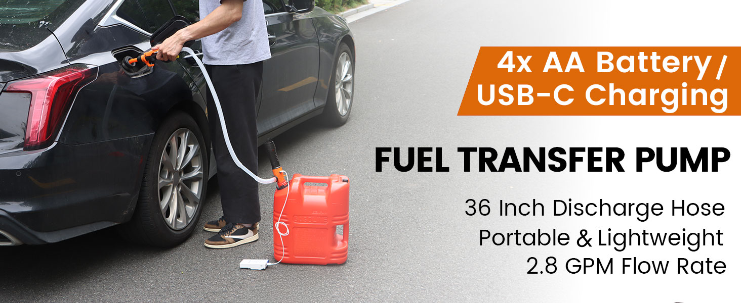 Electric fuel transfer pump battery operated or USNB charging rechargeabe