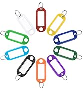 Uniclife 40 Pack Tough Plastic Key Tags with Split Ring Label Window, Assorted Colors