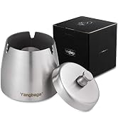 Yangbaga Ashtray with Lid for Cigarettes ,Windproof/Rainproof Stainless Steel Unbreakable Modern ...
