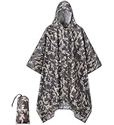 SaphiRose Extra Thick Hooded Rain Poncho Double Layer Waterproof Raincoat Jacket for Men Women Ad...