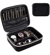 ProCase Mens Travel Jewelry Case, 3 Slots Watch Travel Case, Watch Accessories Carrying Case, Gla...