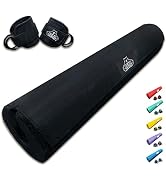 Bear Grips Barbell Pad & Ankle Straps for Cable Machine Combo EVA Foam with Cover Squat Pad and B...