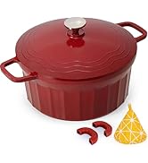 Dutch Oven Pot with Lid, 6.5 Quart Enameled Cast Aluminum Non-Stick Lightweight Pot for Braising,...