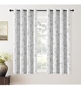 ChrisDowa 100% Grey Blackout Floral Curtains 63 Inches Long 2 Panels | Room Darkening,Window Trea...