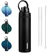 BJPKPK 25oz Insulated Water Bottle with 2-1 Straw Spout Lid, Stainless Steel Metal Water Bottles ...