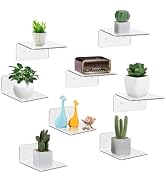 Bolidery 8 Pack Small Wall Shelf, 4'' Acrylic Wall Shelves Display Ledges for Storage & Decoratio...