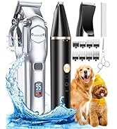 oneisall Dog Grooming Kit for Heavy Thick Hair&Coats/Low Noise Rechargeable Cordless Waterproof D...