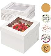 Kootek 15pcs Cake Boxes, 10x10x8 Inches Tall Cake Box with Window, White Bakery Boxes, Large Baki...