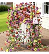 Alupssuc 4PCS Artificial Fake Hanging Flowers for Outdoor Spring Decoration, UV Resistant No Fade...