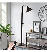 PARTPHONER Industrial Floor Lamp Adjustable, Rustic Farmhouse Reading Lamp in Aged Black Finish, ...