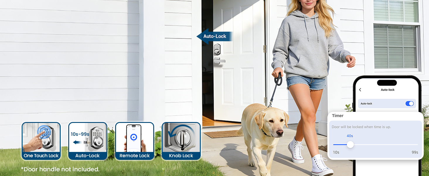 Supports 3 ways smart locking, including APP locking, one touch locking, and auto locking.