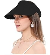 Women Wide Brim Straw Visor Sun Hat UV Protection Packable Beach Cap for Summer UPF 50+