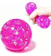 Pink Squishy Glitter Stress Balls Squeeze Fidget Toys for Kids and Adults - Colorful Stress Squis...
