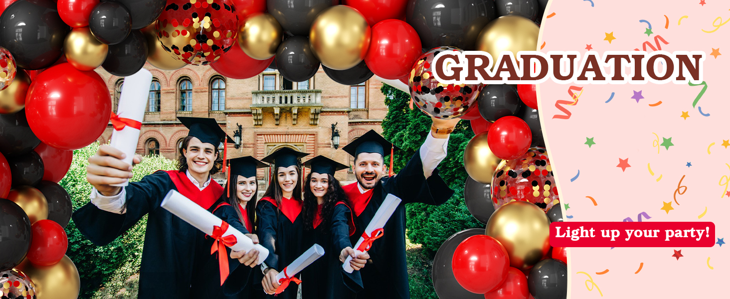 12inch black red gold balloons