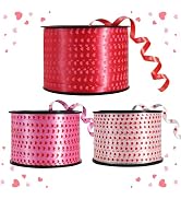 BEISHIDA Heart Printed Ribbon, Red White Pink Curling Ribbon, Balloon String 3 Rolls 100 Yards fo...