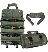 ITTAR Roll Up Tool Bag Organizer, Heavy Duty Motorcycle Tool Roll Up Bag with 4 Large Zipper Pock...