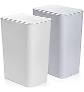 Fasmov Trash Can, 2 Pack 15 Liter / 4 Gallon Plastic Garbage Container Bin with Press Top Lid, Wa...