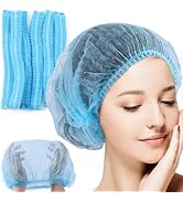 JMU Disposable Bouffant Caps Hair Net, 24" Non-Woven Medical Hair Covers Blue