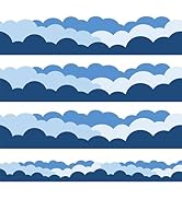 JarThenaAMCS Blue Sky Clouds Bulletin Board Border Clouds Shape Die Cut Trim Border Roll for Back...