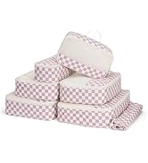 Narwey 7 Set Checkered Packing Cubes for Travel Carry on Suitcase Luggage Organizer Bags for Kids...