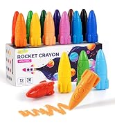 JUPITEARTH Rocket Crayons, Toddler Crayons, Non-Toxic & Washable, 12 Colors | Crayons for Toddler...
