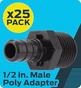 SharkBite 1/2 Inch MNPT Poly Crimp Adapter, Pack of 25, PEX Pipe, PE-RT, UP120