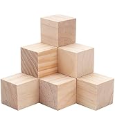 Blank Wood Blocks for Crafting, 2 inch 10PCS Unfinished Large Wooden Blocks for Crafts and Decor,...
