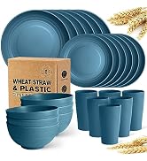 Teivio 32-Piece Kitchen Plastic Wheat Straw Dinnerware Set, Service for 8, Dinner Plates, Dessert...